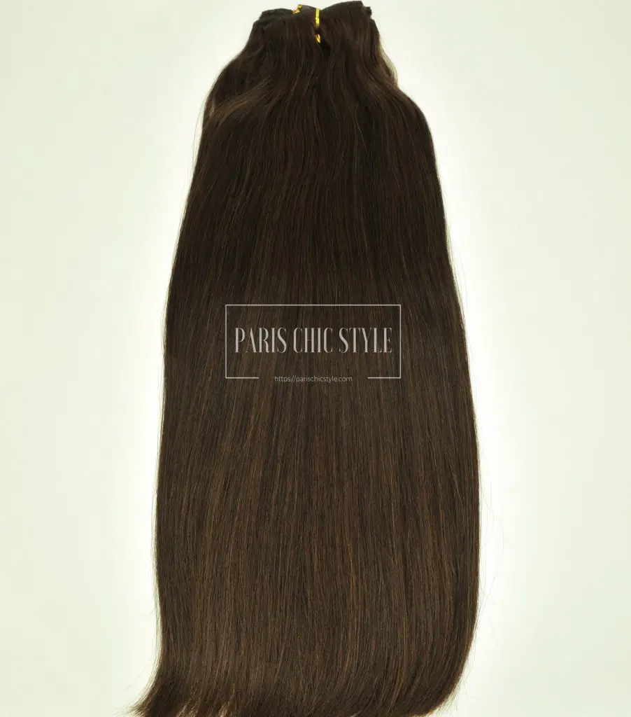 #4 Chocolate Brown Clip In Hair Extensions Paris Chic Style 1_watermarked
