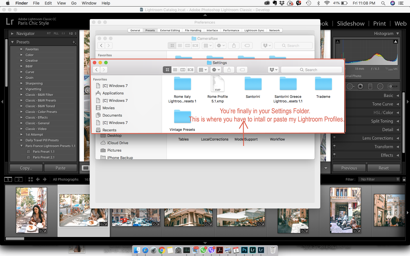 Inside Settings Folder Lightroom Profiles Paris Chic Style 1
