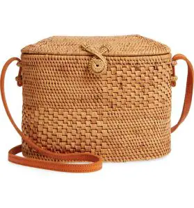 How To Wear Off Shoulder Dress With Woven Rattan Box Straw Bags Paris Chic Style 3