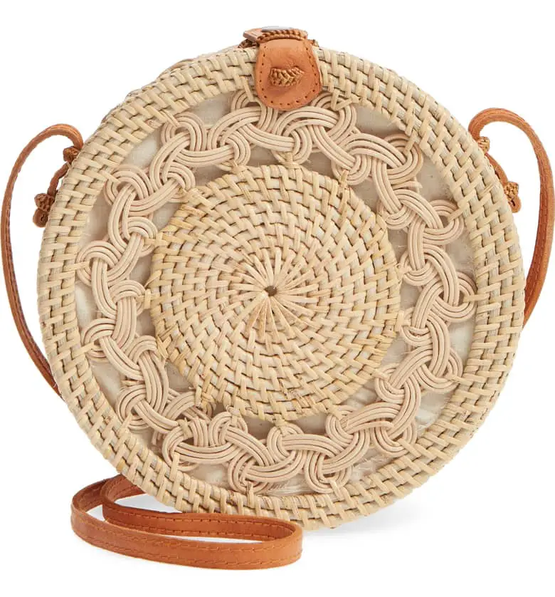 Best Crossbody Bags For A Red Dress Woven Rattan Circle Crossbody Bag STREET LEVEL Paris Chic Style 1