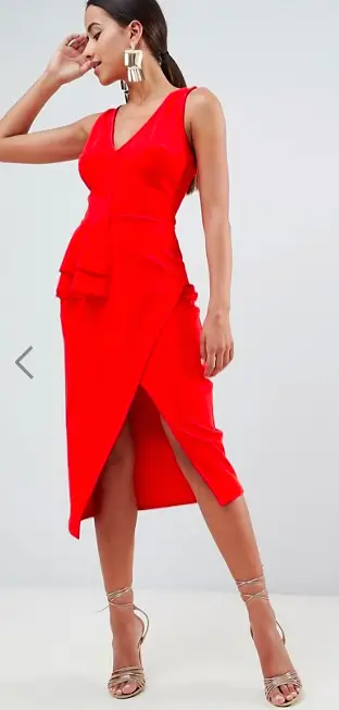 Best Red Dress How To Wear A Red Dress ASOS DESIGN pencil dress with peplum waist and contrast straps Paris Chic Style 11