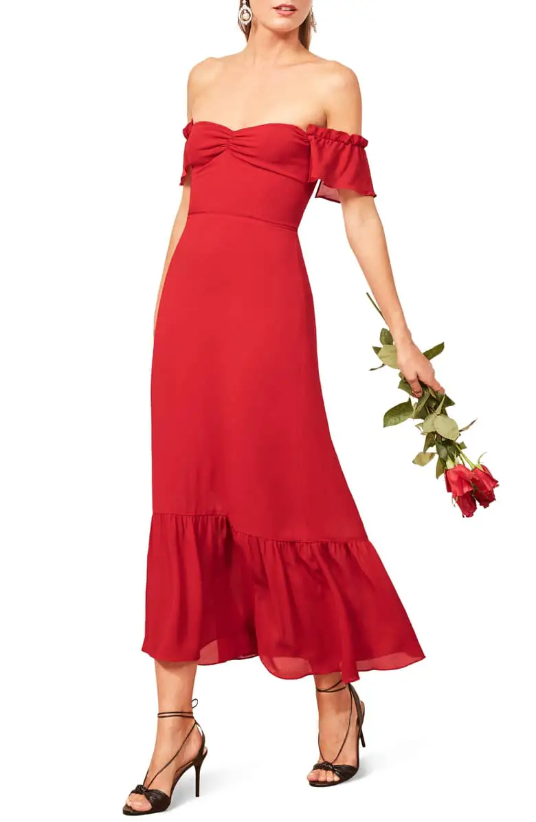 Best Red Dress How To Wear A Red Dress Butterfly Midi Dress REFORMATION Paris Chic Style 4