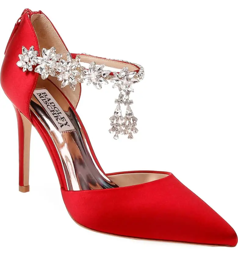 What Color Shoes To Wear With A Red Dress Red Shoes Venom Crystal Embellished Pump BADGLEY MISCHKA Paris Chic Style 3