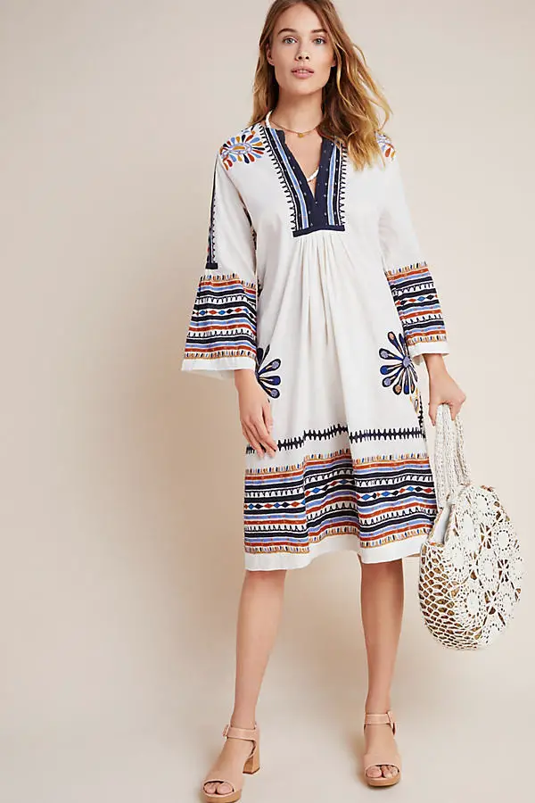 French Bohemian Chic Style Colorful Dress Paris Chic Style