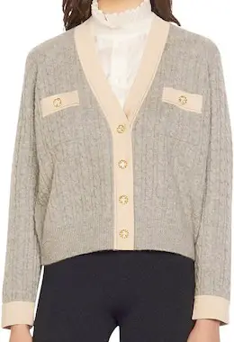 French Clothing Fashion Brand Parisian Style Crop Knit Cardigan Sweater Sandro Paris Chic Style