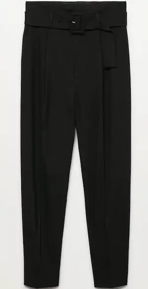 Mango Black Belt Straight-Fit Trousers- Sustainable Minimalist Clothing Paris Chic Style