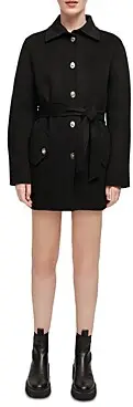 Classic Black Double Breasted Trench Coat For Women- Maje Parisian Trench Coat French Coats